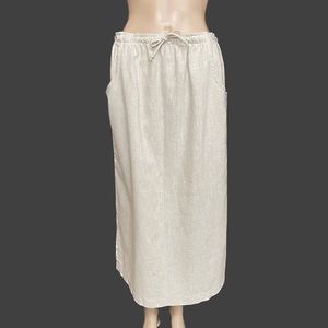 Vintage Cactus Flower Linen Drawstring Pocket Skirt Size Medium